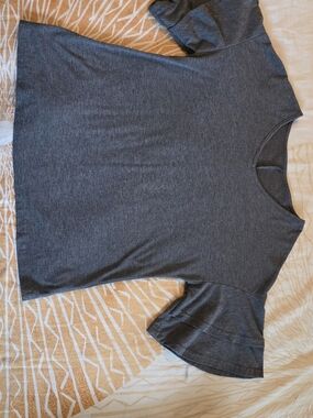 SHEIN Dark Heather Gray Ruffle Sleeve Tee